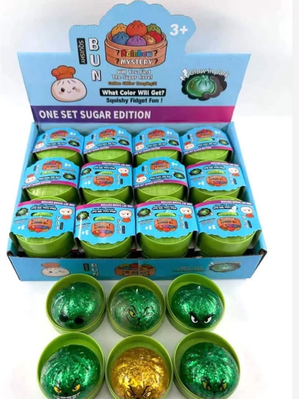 Bun Squishy Fidget - Green & Gold